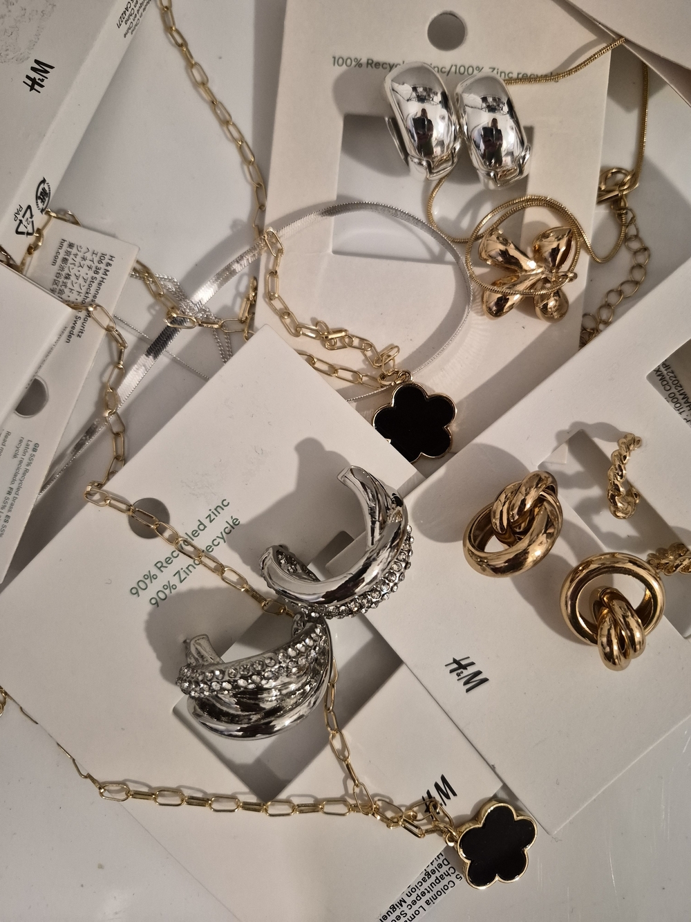 H&M Gold & Silver Mixed Metal Hoop and Charm Necklace Set